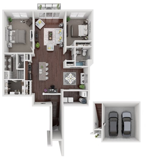 Floor plan for 2 beds, 2 baths, 1425 sqft
